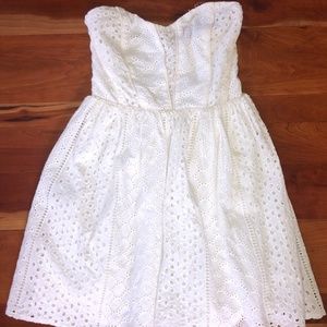 white strapless mini dress